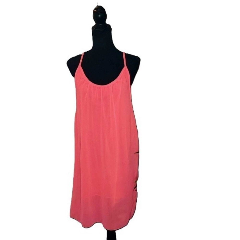 Hot Pink Crochet Lattice Racerback Mini Shift Dress Summer Beach Coverup L